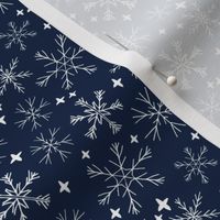 SMALL winter snowflakes // navy blue dark blue snowflake pattern snowflake fabric cute snowflakes best xmas holiday christmas design andrea lauren fabric