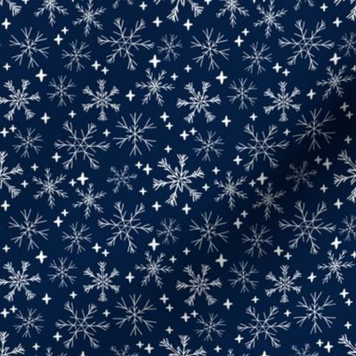 SMALL winter snowflakes // navy blue dark blue snowflake pattern snowflake fabric cute snowflakes best xmas holiday christmas design andrea lauren fabric