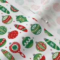 SMALL - vintage ornaments fabric // andrea lauren fabric, vintage fabric, vintage christmas fabric, ornaments fabric, holiday design - red and green