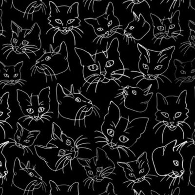 Cats Line Art Sketch Black