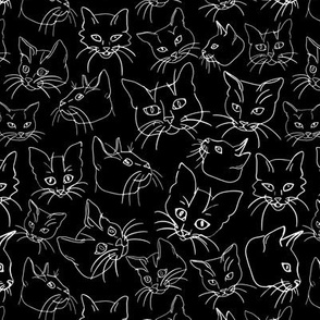 Cats Line Art Sketch Black