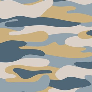 Camo pattern_earth tones and blue_large scale