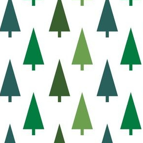 christmas tree fabric - modern minimal hoiday design - green multi