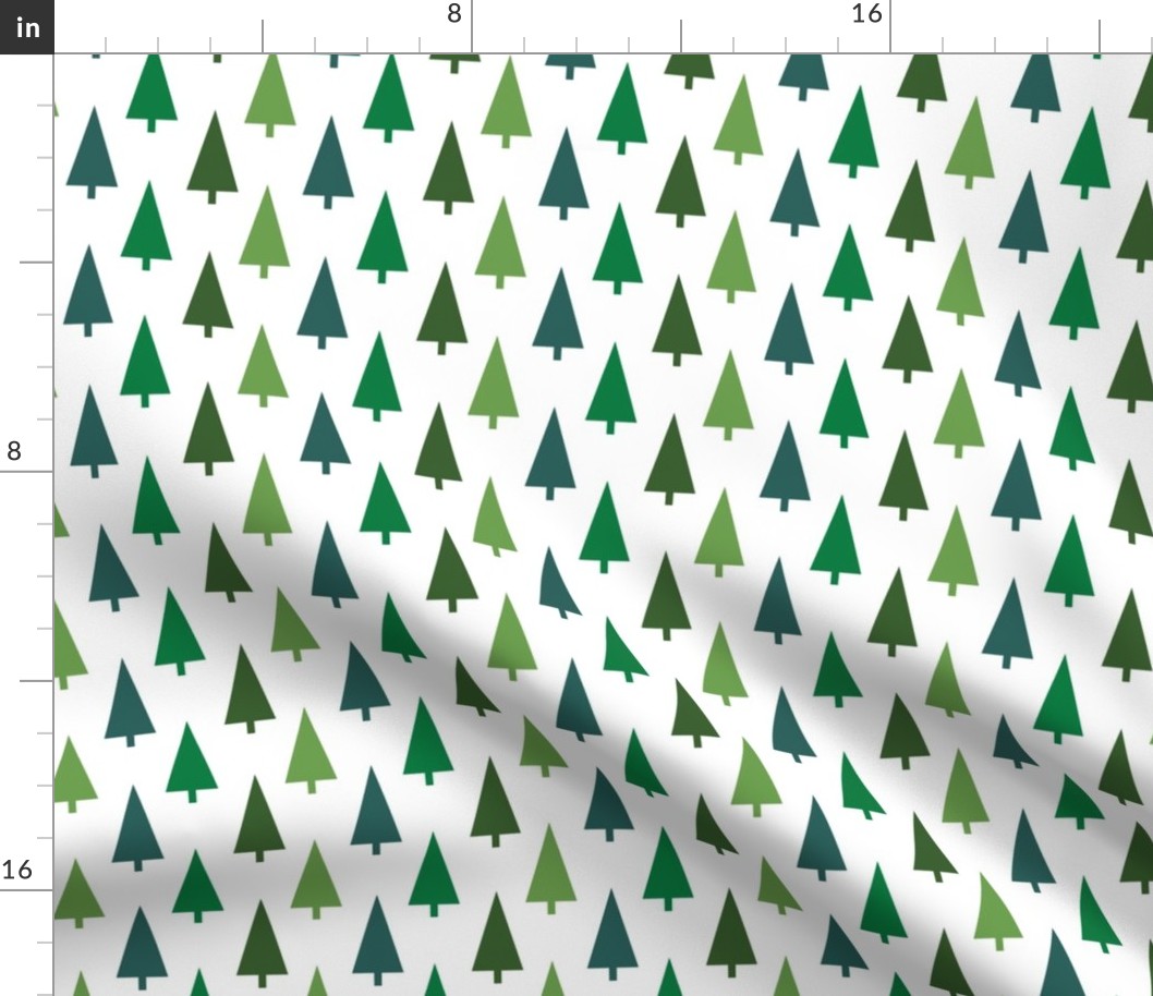 christmas tree fabric - modern minimal hoiday design - green multi
