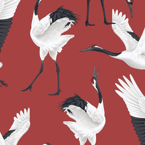 Japanese Cranes - Large - Red