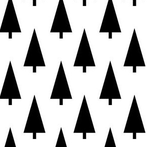 christmas tree fabric -  modern minimal hoiday design - black