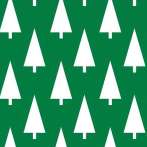christmas tree fabric -  modern minimal hoiday design - kelly green white