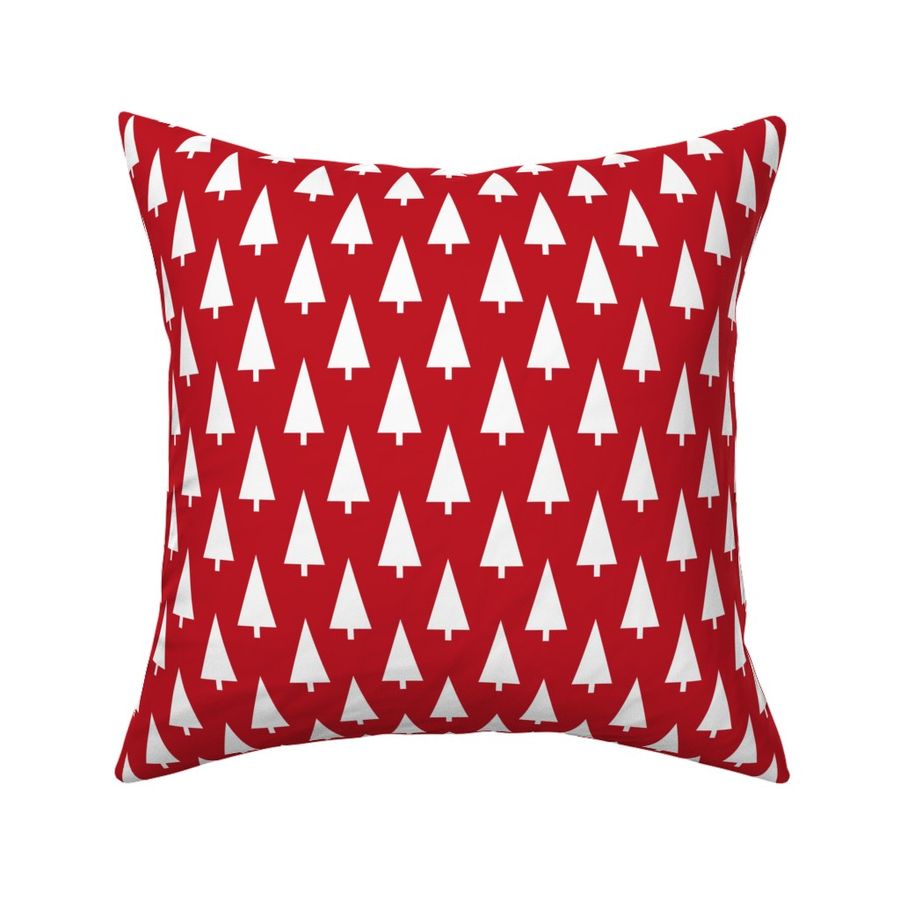 christmas tree fabric -  modern minimal hoiday design - red