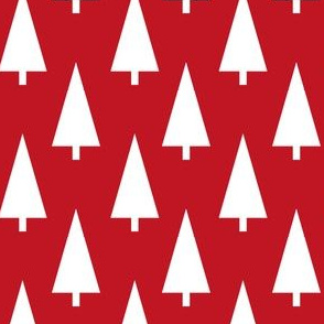 christmas tree fabric -  modern minimal hoiday design - red