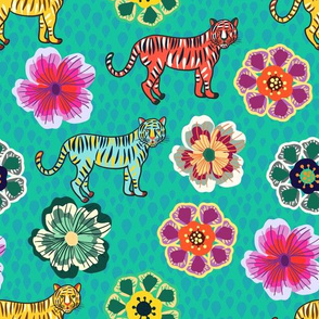 Tigers and flowers