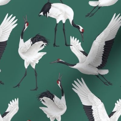 Japanese Cranes - Small - Dark Green