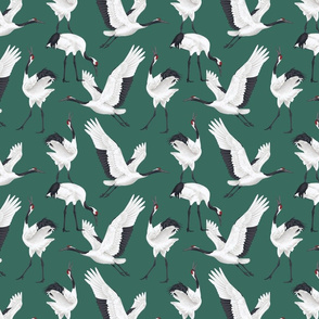 Japanese Cranes - Small - Dark Green