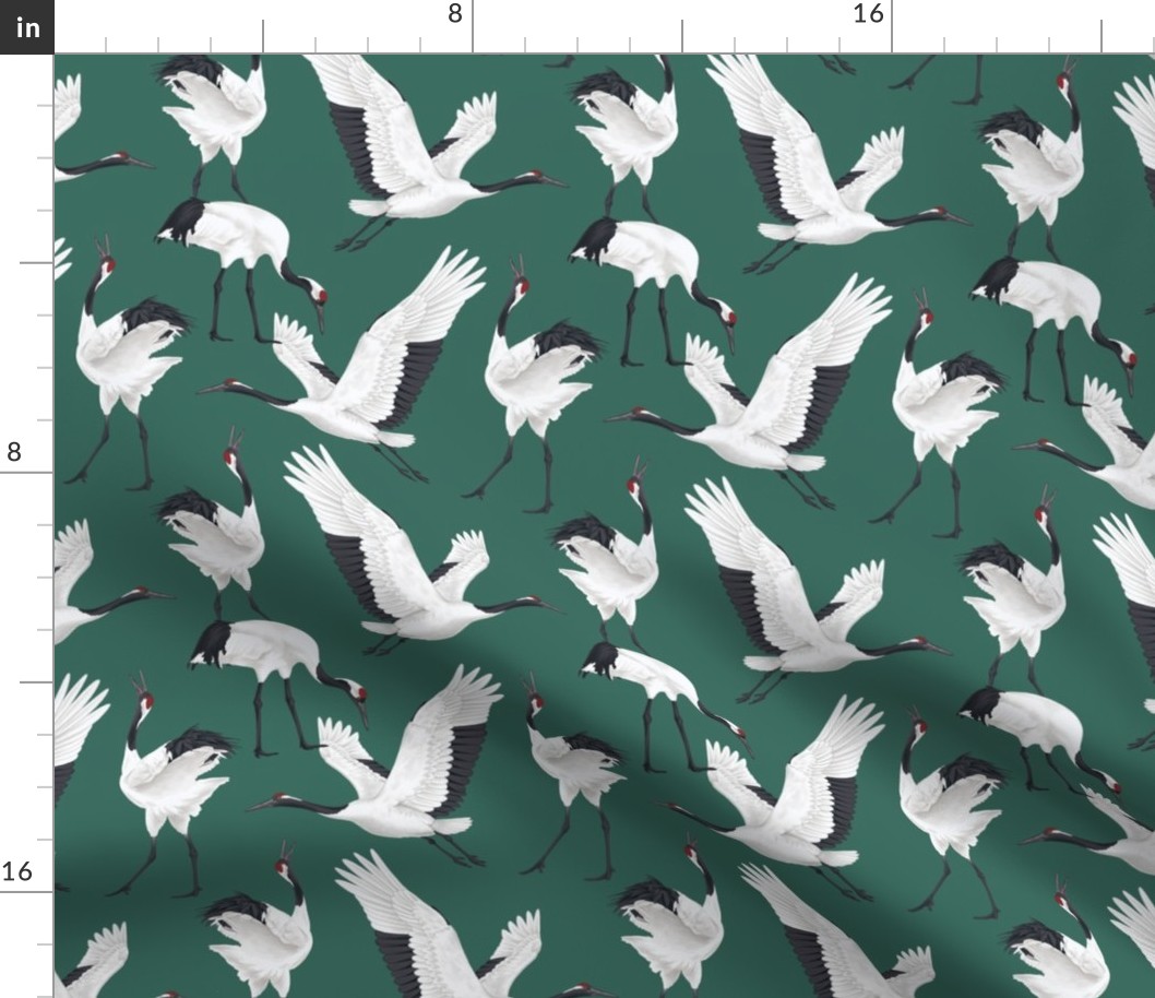 Japanese Cranes - Small - Dark Green