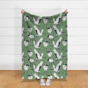 Japanese Cranes - Large - Green