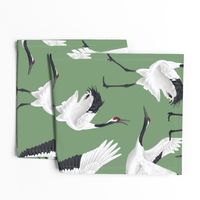 Japanese Cranes - Large - Green