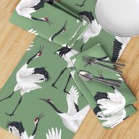 Japanese Cranes - Large - Green