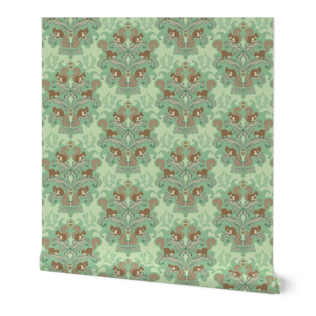 Squirrel Damask - Sping palette large scale