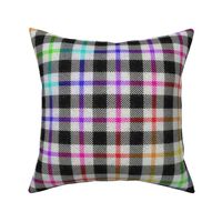 Black White and Rainbow Cross Plaid