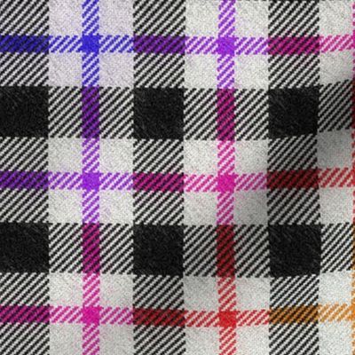 Black White and Rainbow Cross Plaid