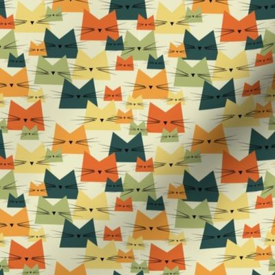 small scale cats - nala cat vintage - geometric cats - cats fabric