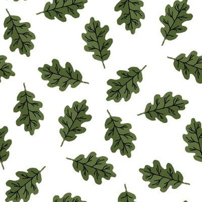 oak leaf fabric - autumn leaves fabric - green