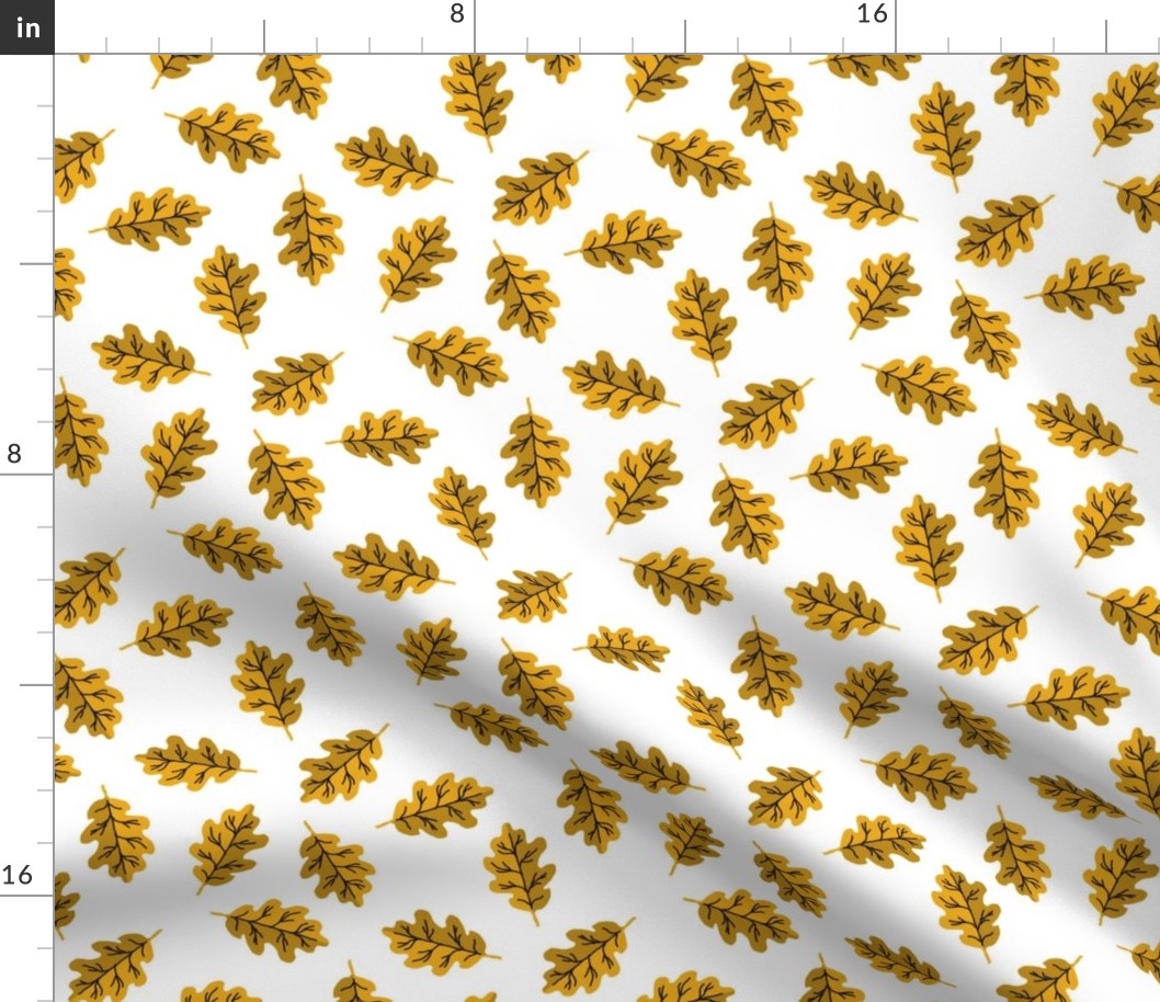 oak leaf fabric - autumn leaves fabric - yellow