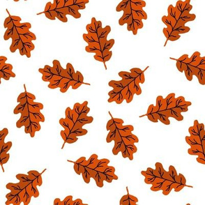 oak leaf fabric - autumn leaves fabric -orange