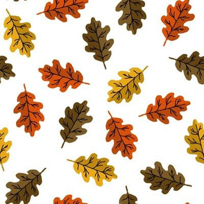 oak leaf fabric - autumn leaves fabric - bright multi