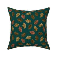 oak leaf fabric - autumn leaves fabric - multi green