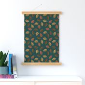 oak leaf fabric - autumn leaves fabric - multi green