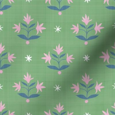 Thistle Stars Navy_ Green and Pink 