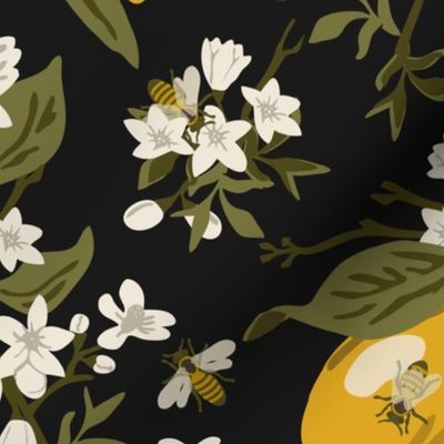 Bees & Lemons - Black (K90) - Large