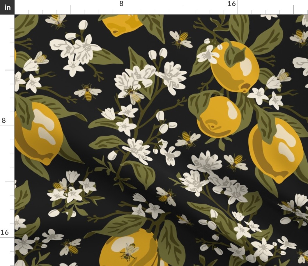 Bees & Lemons - Black (K90) - Large