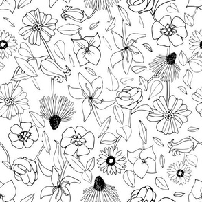 Floral Flurry Black and White