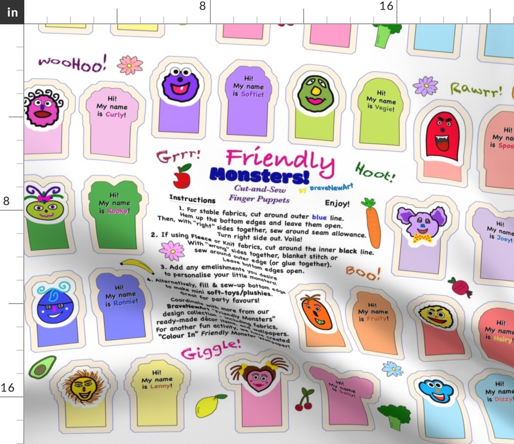 Friendly Monsters - finger puppets patterns 