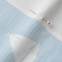 Beach nautical artistic small white sailboats waves light blue