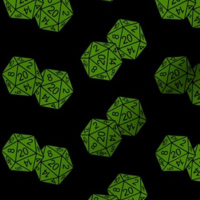 Poison Green d20 Dice Black BG by Shari Lynn's Stitches