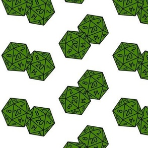 Poison Green d20 Dice White BG by Shari Lynn's Stitches