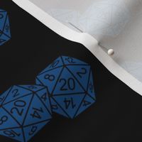 Classic Blue d20 Dice Black BG by Shari Armstrong Designs