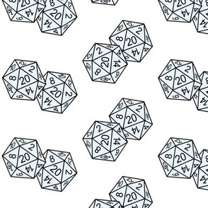 Ice d20 Dice White BG by Shari Lynn's Stitches