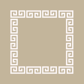 Taupe and white greek key 20" Sq panel