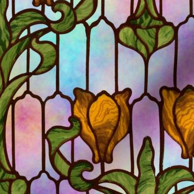 Tulip Stained Glass Window ~ Opal  