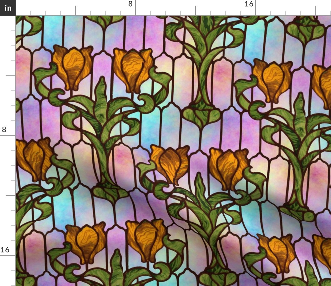 Tulip Stained Glass Window ~ Opal  
