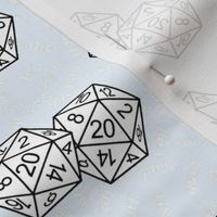 White d20 Dice with Small Scale White Gamer Terms Ice BG by Shari Armstrong Designs