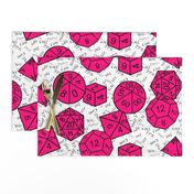 Bubblegum Pink Jumbo RPG Dice large black gamer terms white bg by Shari Armstrong Designs