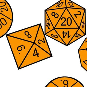 Cheddar Orange Jumbo RPG Dice White BG by Shari Lynn's Stitches