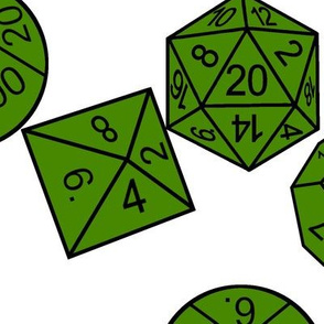 Poison Green Jumbo RPG Dice White BG by Shari Lynn's Stitches