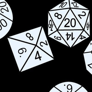 Ice Jumbo RPG Dice Black BG by Shari Lynn's Stitches