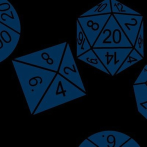 Midnight Jumbo RPG Dice Black BG by Shari Lynn's Stitches