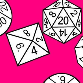 White Jumbo RPG Dice Bubblegum Pink bg by Shari Lynn's Stitches
